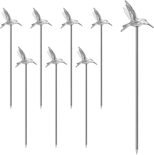 Stainless Steel Greylag Goose Martini Cocktail Picks for Fruit,Cocktail,Party,Wedding Set of 8 (Silver Bird)