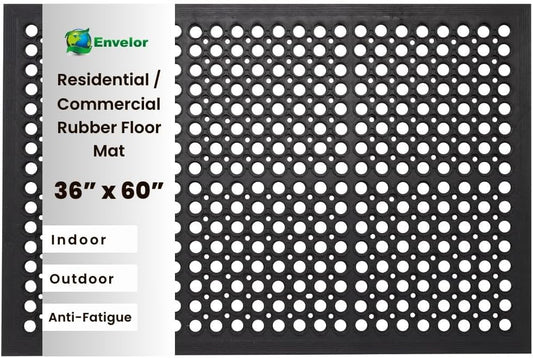 Envelor Anti Fatigue Mat Rubber Floor Mats Door Mat Non Slip Drainage Mat for Entryway, Kitchen, Restaurant, Garage, Heavy Duty Use Doormat, Commercial Floor Mat Industrial 36 x 60 Inches