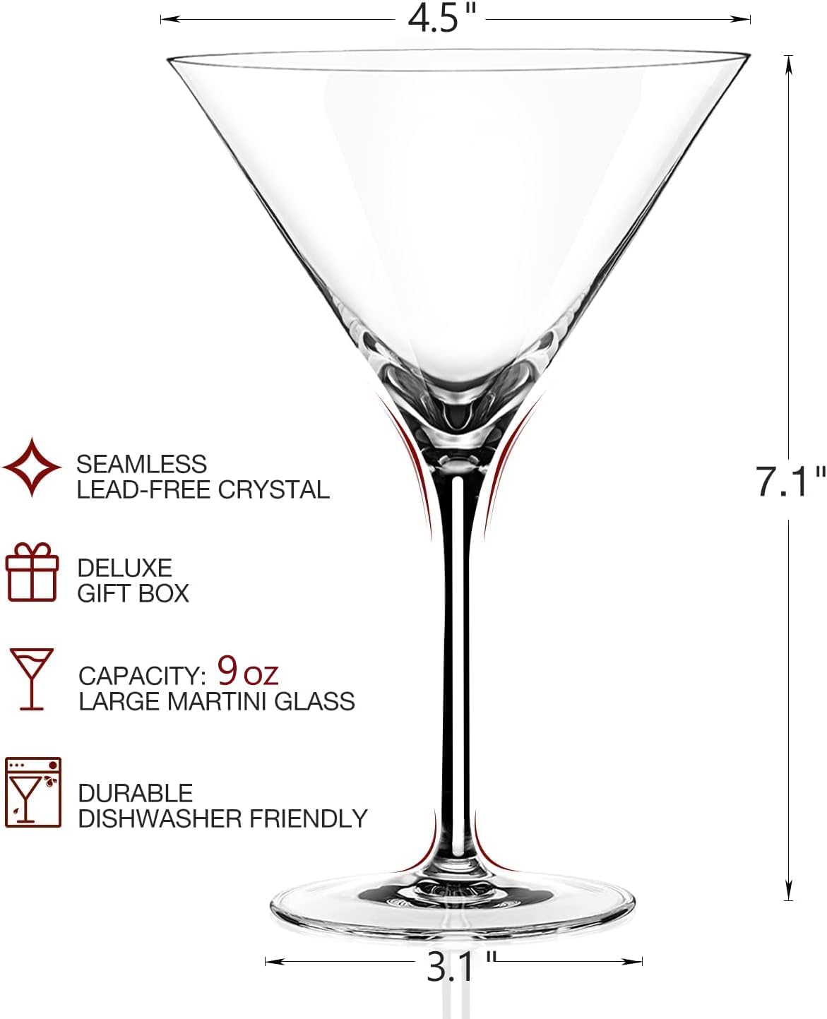 LUNA & MANTHA Martini Glasses, Martini Cocktail Glasses for Margarita, Manhattan, Cosmopolitan, Espresso, Home Bar, Evening Parties, Birthdays, Housewarming Gift,Stemmed Set of 4 9oz