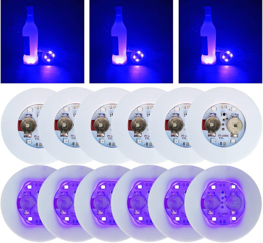 HANCIRCLE LED Coaster Blue,12 Pack Light Up Coasters,LED Sticker Lights,Wine Bottle Lights,for Drinks,Bar Accessories,Party,Wedding