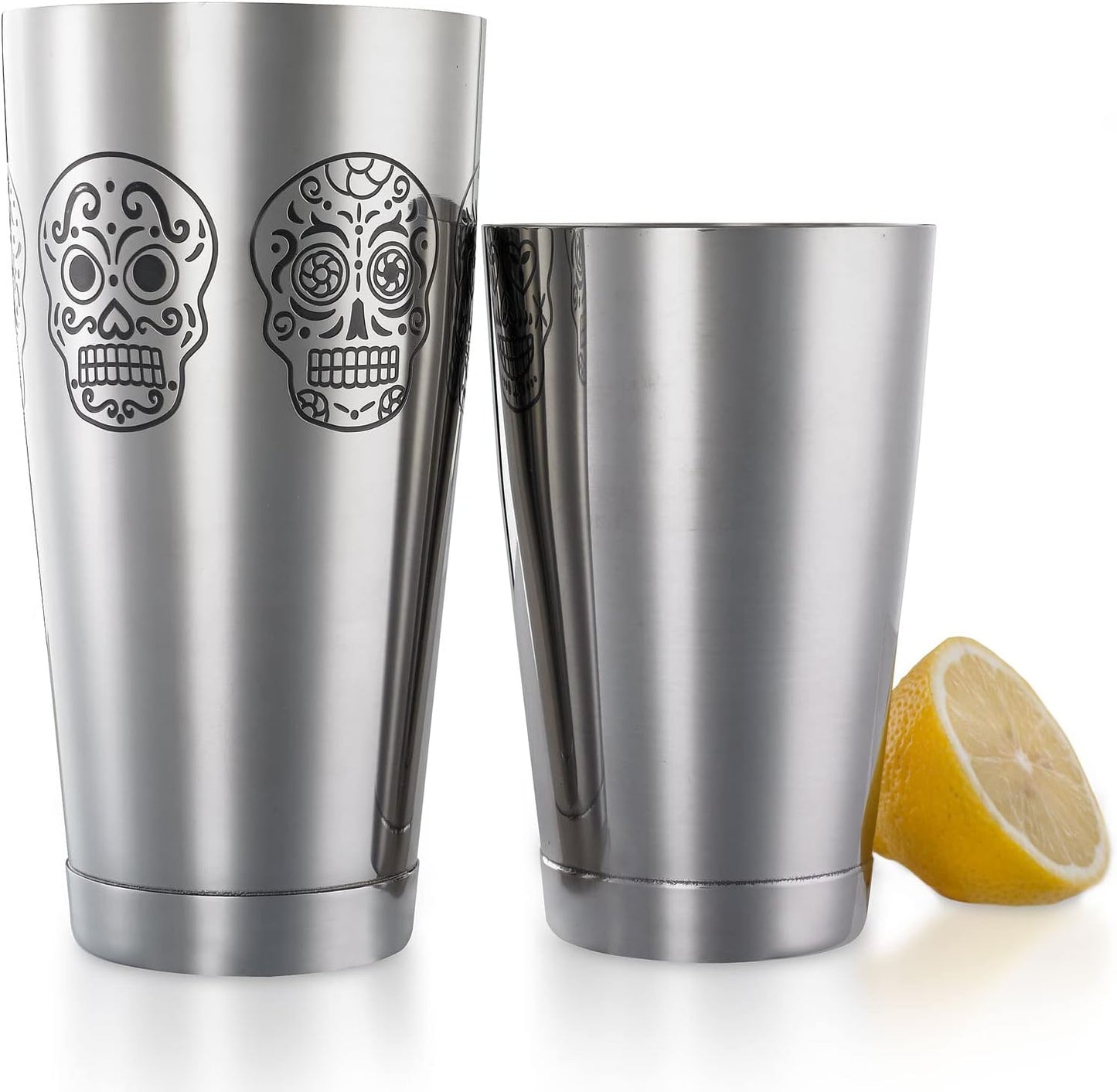 Barfly Skull Cocktail Shaker Tin Set (18 oz and 28 oz),Stainless Steel, Skull,M37009SKU