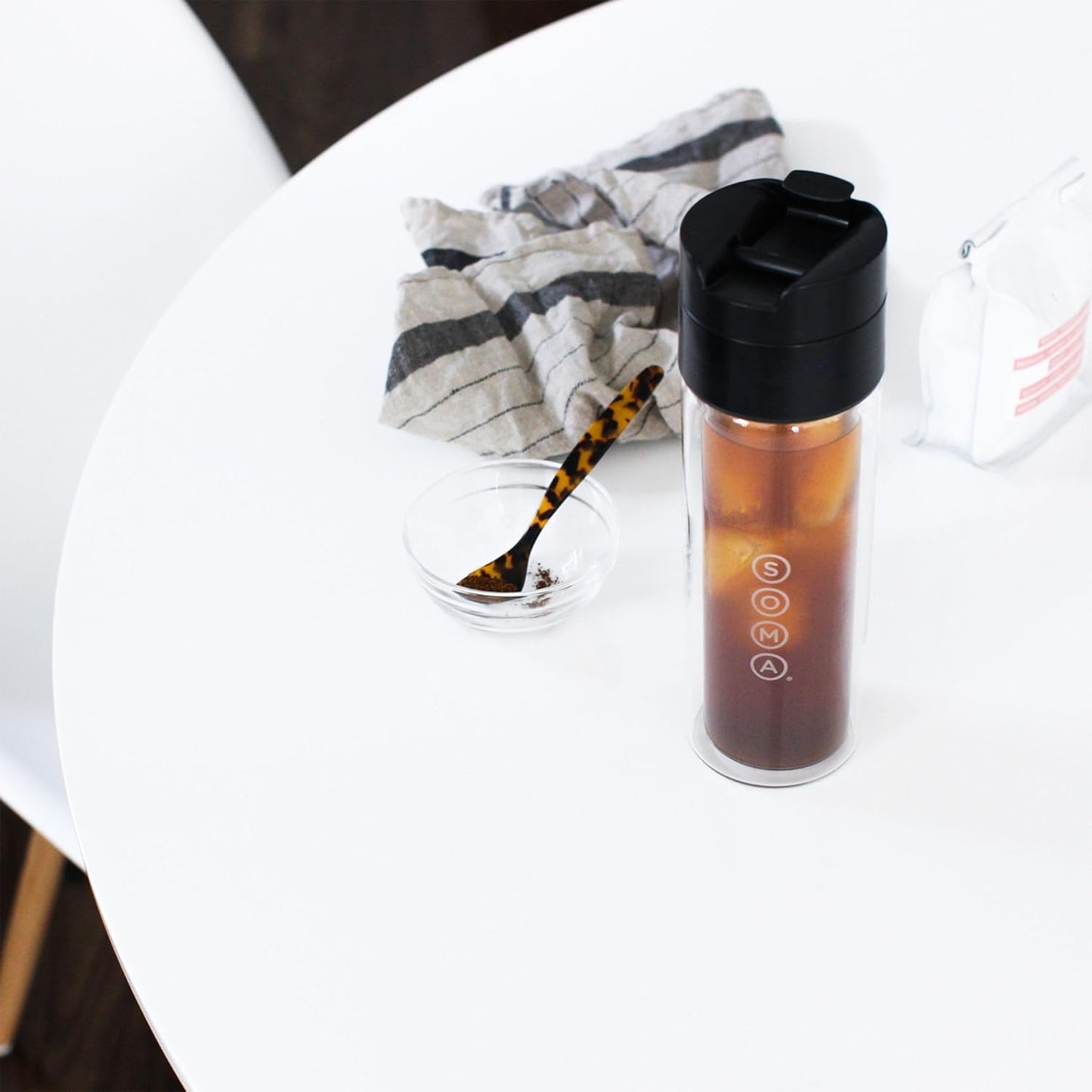 SOMA Double Wall Glass Tea and Coffee Cold Brew Bottle, Black, 12oz (SM18501K)