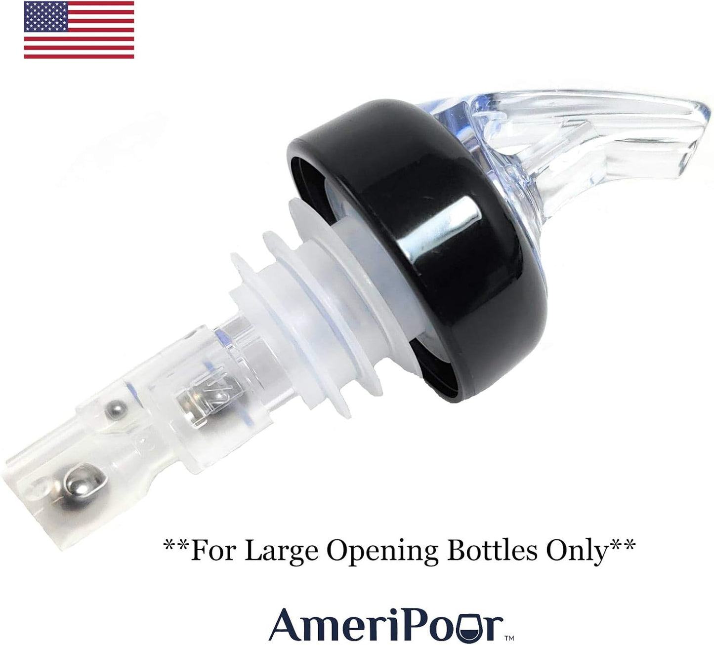Measured Liquor Pourers - Large Cork For Oversized Bottles - Made 100% In The USA. Bar Spouts That Don't Leak - No Cracks, Just A Perfect Cocktail Pour Everytime. (Clear, 2oz (60ml) - 3 Pack)