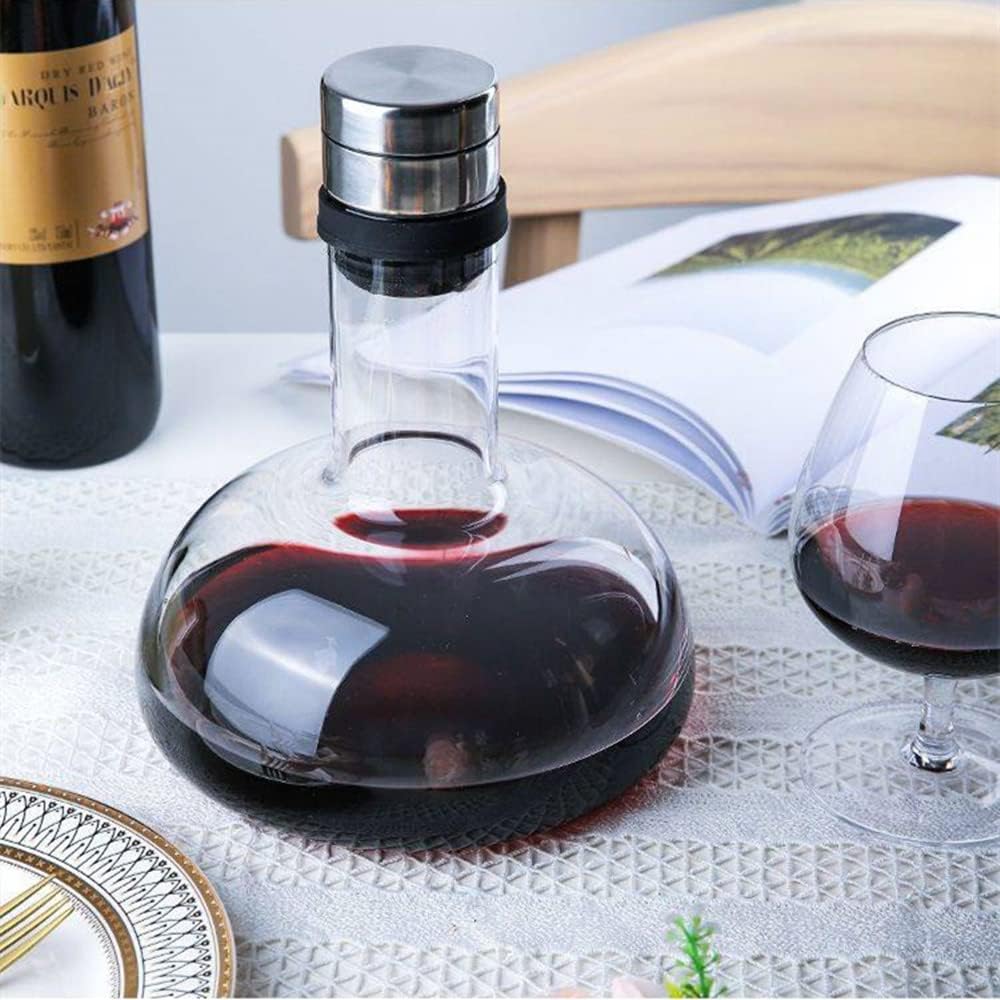 Circulation Wine decanter 50oz Wine Carafe with lid,100% Hand Blown Crystal Aerator decanter,Superior Red Wine Decanter Gift For Wine Accessories
