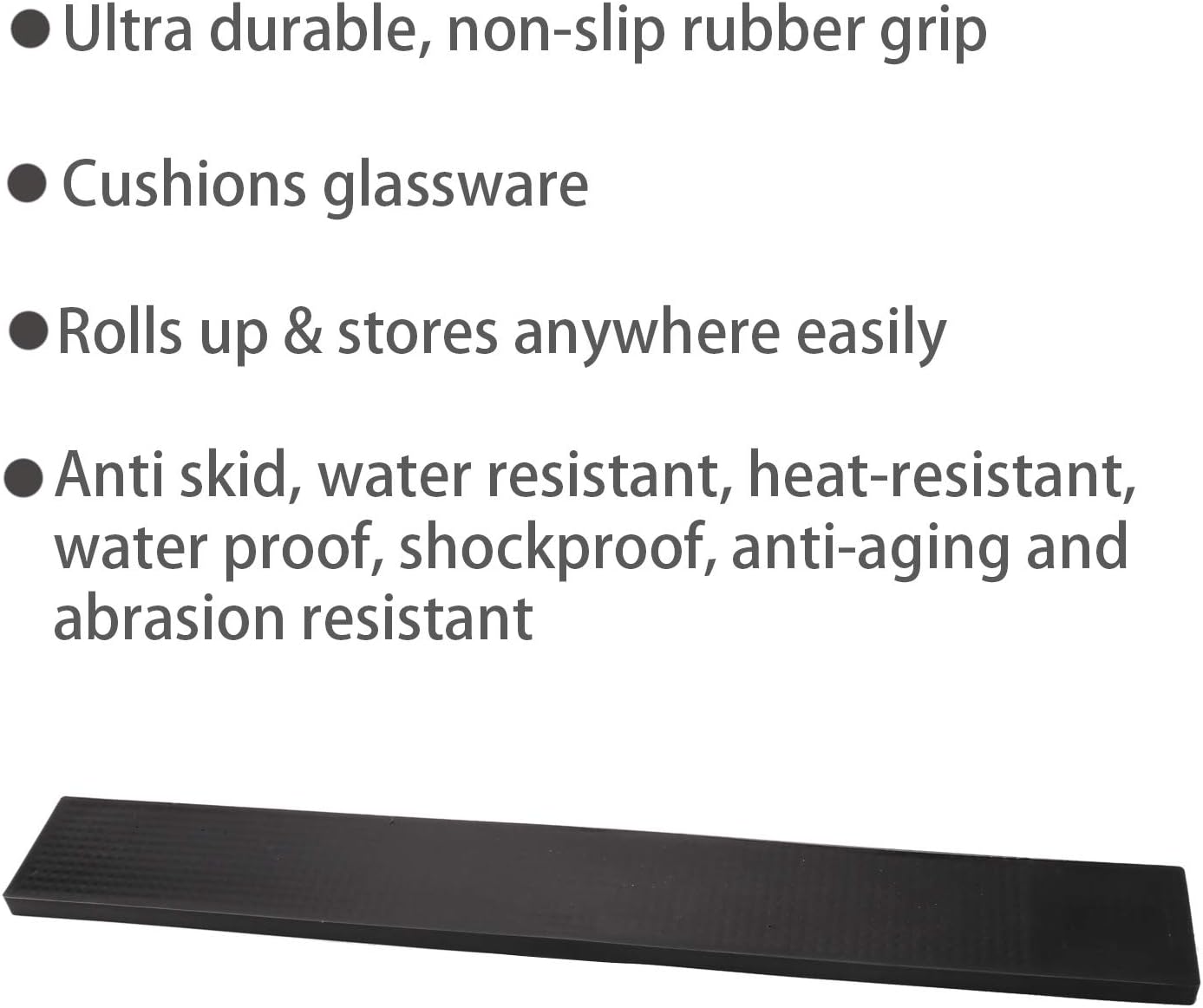 Rubber Bar Spill Mat, Non-Slip No-Spill Drink Beer Coffee Bartender Service Mat, Antiskid Drying Dish Mats Trim Bar Rail Runners for Bar Restaurant KTV Home Counter Top by COSOOS - 23.6”x 3.1” Black