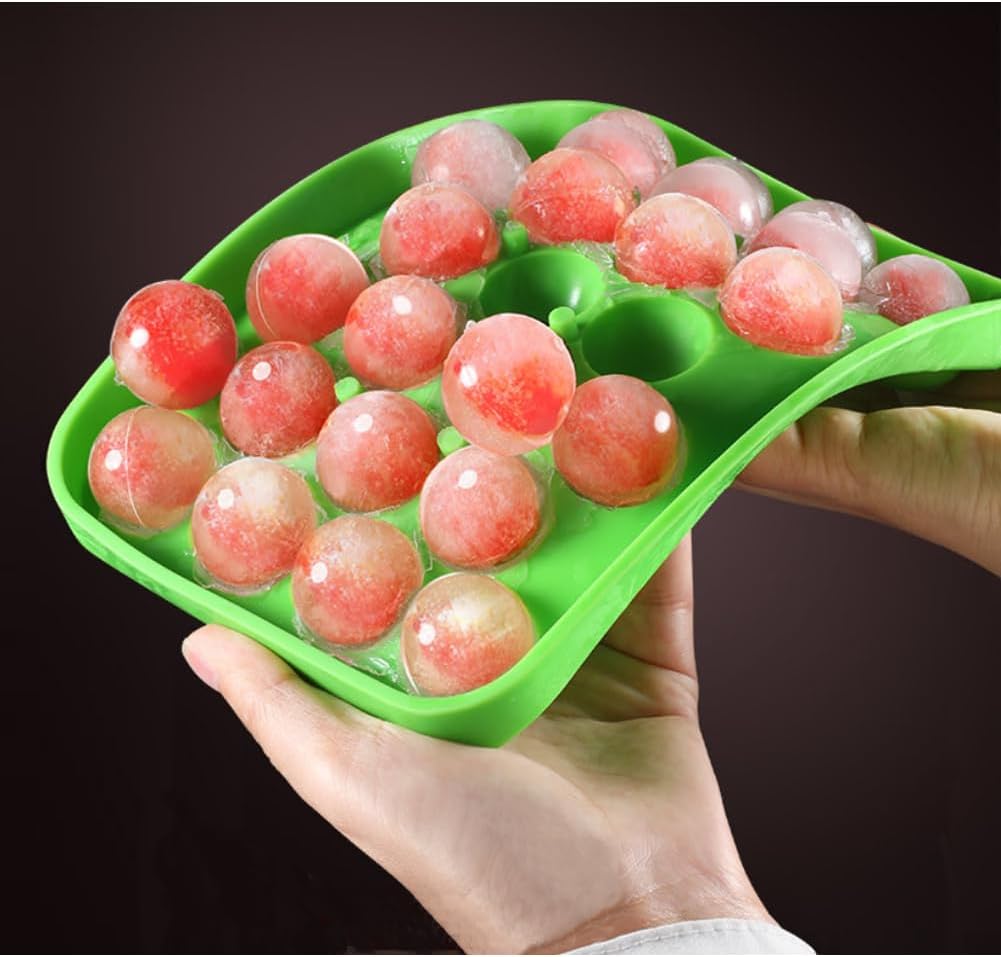 Ice Ball tray, Round Ice Trays, Pack of 2 Small Round Ice Trays, Silicone Tiny Ice Ball Trays, Easy-Release 25pcs Small Ice Ball, for Freezer, Cocktail, Whiskey, Juice, BPA Free