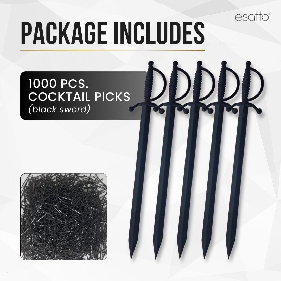 1000 Pcs Cocktail Picks Sword 7.62cm (3") - Sleek, Stylish Garnish for Cocktails, Perfect Plastic Toothpicks for Appetizers & Drinks, Versatile Fancy Skewers Food Pick for Charcuterie Parties