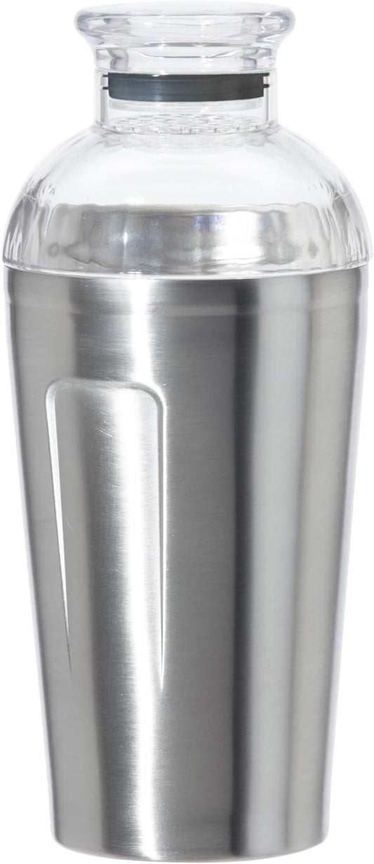 OGGI Groove Insulated Cocktail Shaker-17oz Double Wall Vacuum Insulated Stainless Steel, Tritan Lid has Built In Strainer, Ideal Cocktail Mixer, Martini Shaker, Margarita Shaker, Stainless