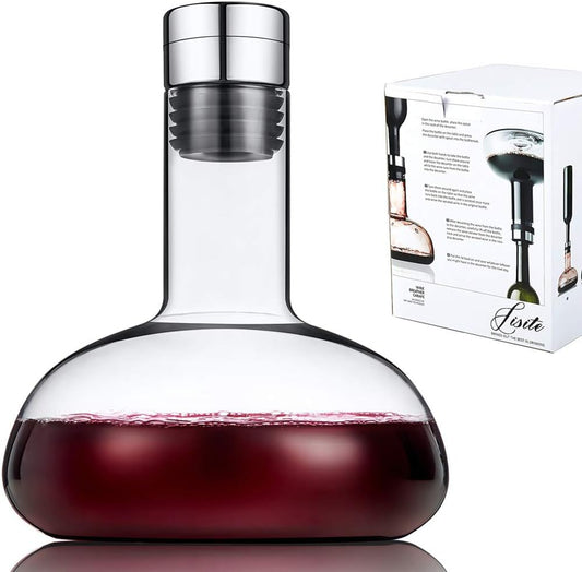 Circulation Wine decanter 50oz Wine Carafe with lid,100% Hand Blown Crystal Aerator decanter,Superior Red Wine Decanter Gift For Wine Accessories