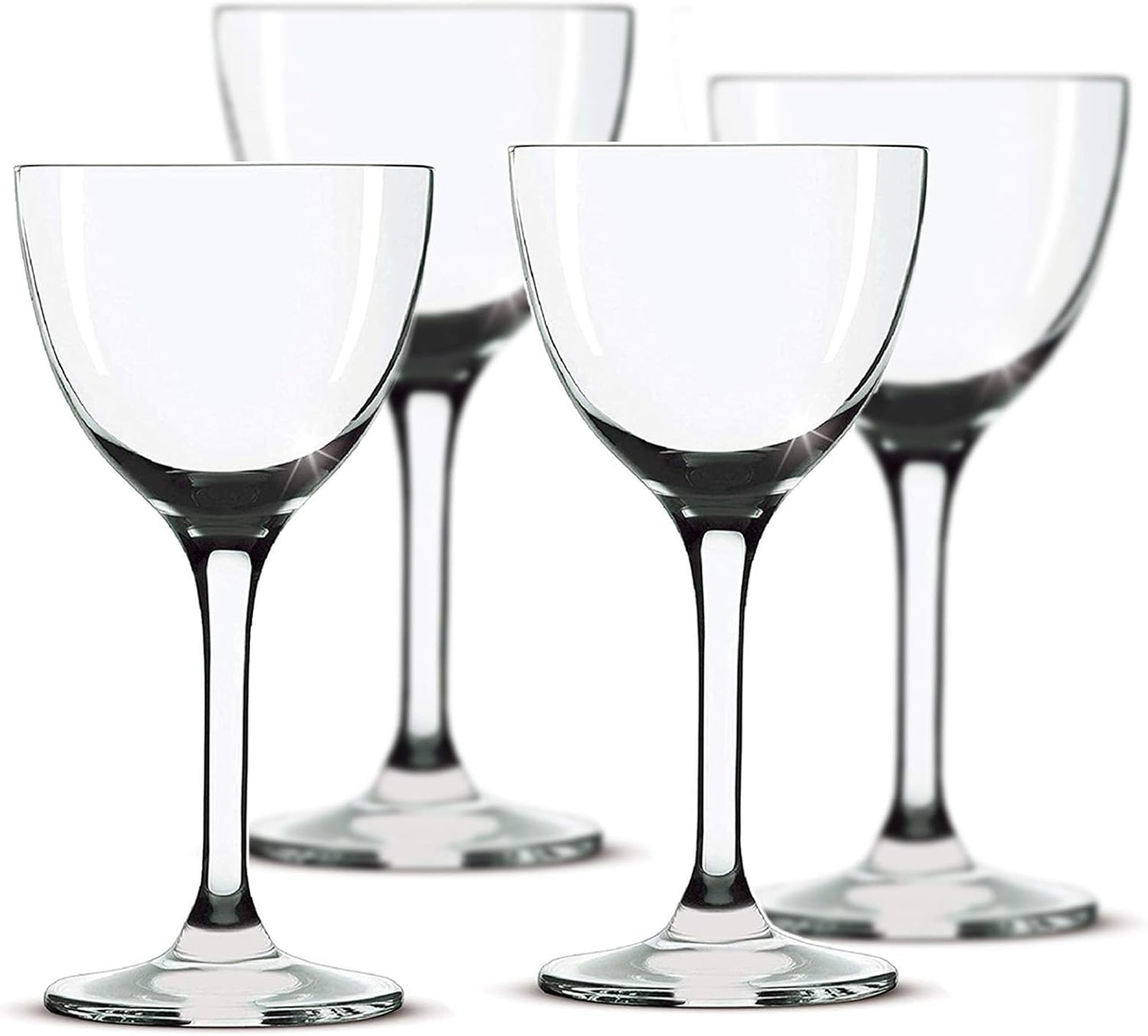 Nick and Nora Coupe Cocktail Glasses - Handblown Vintage Coupe Glasses to Serve a Manhattan, Martini, Aperitif, Algonquin, or Port Wine, 5-ounce Set of 4 or 2 (Plain, 4)