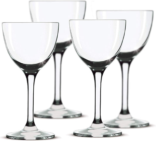Nick and Nora Coupe Cocktail Glasses - Handblown Vintage Coupe Glasses to Serve a Manhattan, Martini, Aperitif, Algonquin, or Port Wine, 5-ounce Set of 4 or 2 (Plain, 4)