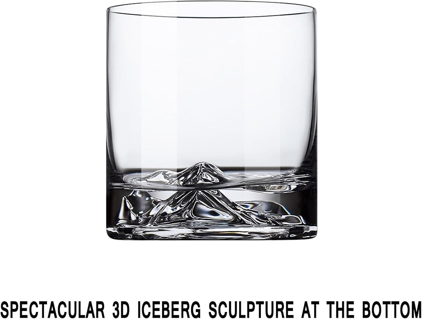 Whiskey Glasses Set of 2,11oz Old Fashioned Glasses，Hand-Blown Lead-Free Crystal, Iceberg Base,Durable Heavy Bottom Tumblers — Perfect Whiskey Gifts for Men, Gift Box Included