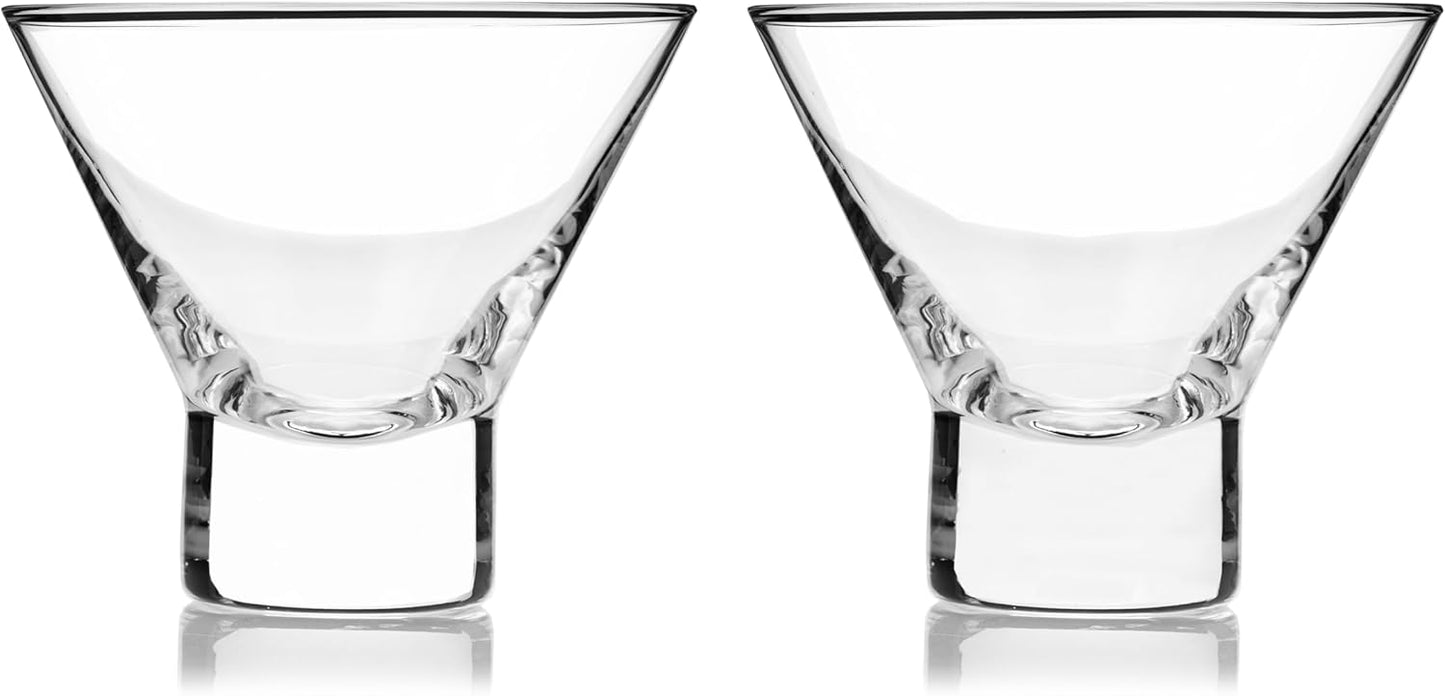 Viski Heavy Base Stemless Martini Glasses Set of 2, Crystal Cocktail Glasses for Vodka or Espresso Martini, Home Bar Glassware, Birthday Gifts for Women, Retirement Gifts for Men, 7.5 oz