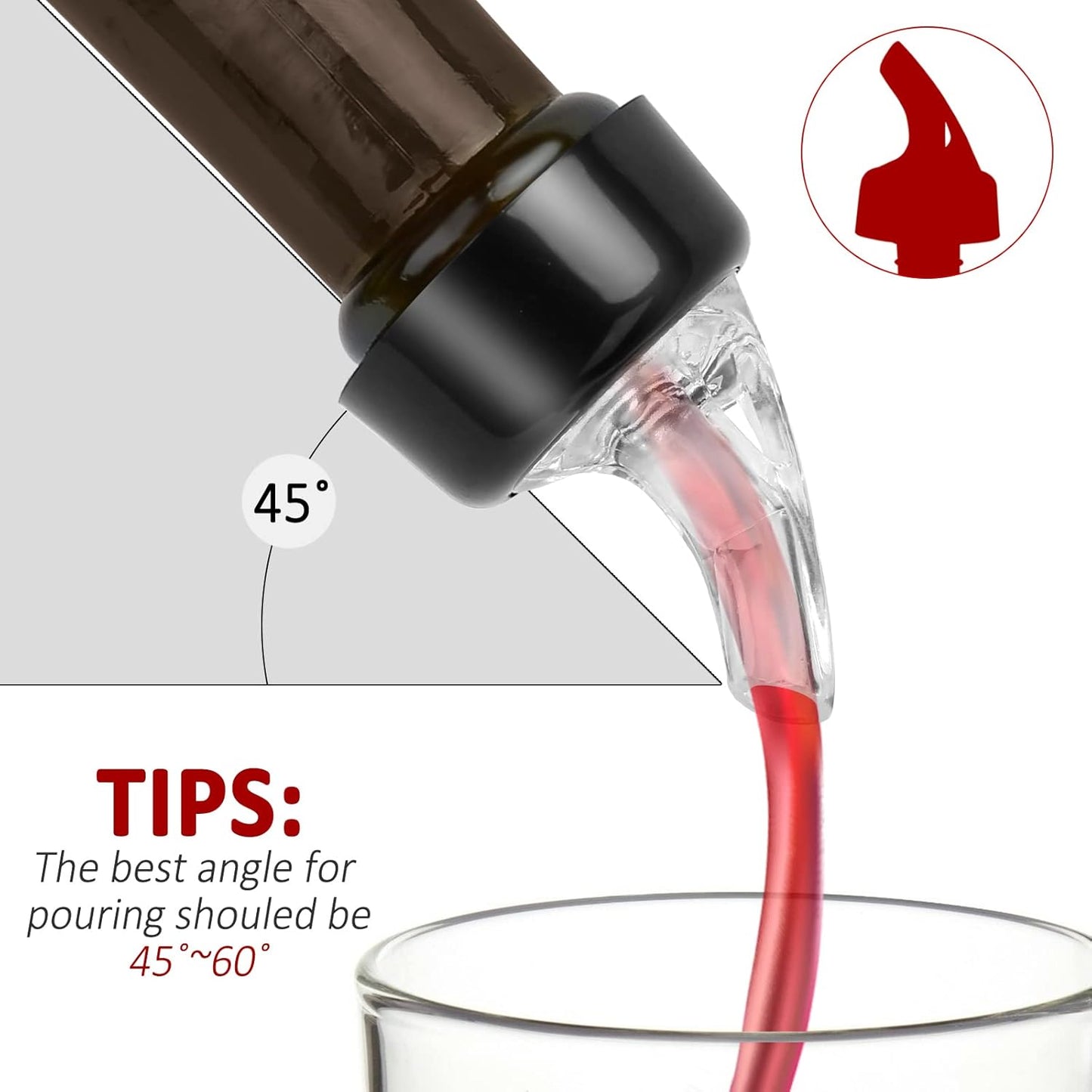 Automatic Measured Bottle Pourer - Quick Shot Spirit Liquor Pour Spouts with Dust Caps for Wine Cocktail Beverages - Ideal Home Bar Tools 1 oz / 30ml (Clear, 4 Pack)
