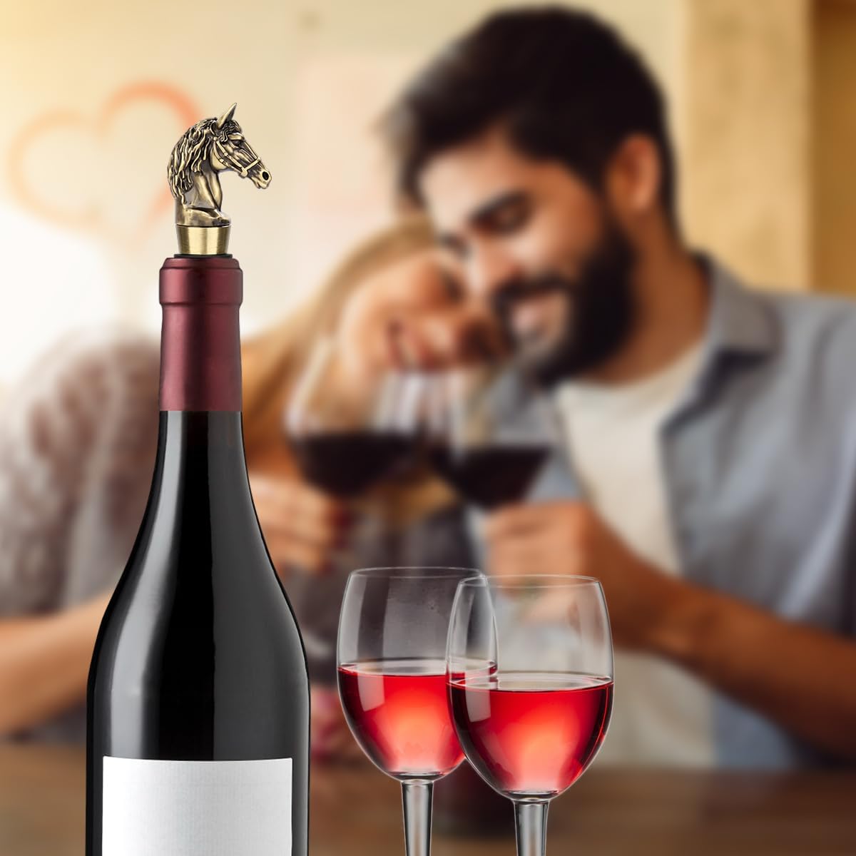 Horse Head Wine Stopper, Horse Gifts for Horses Lovers, Father Day Christmas Birthday Gifts for Men Women, Funny Bottle Stoppers for Wine Champagne, Bronze with Gift Bag