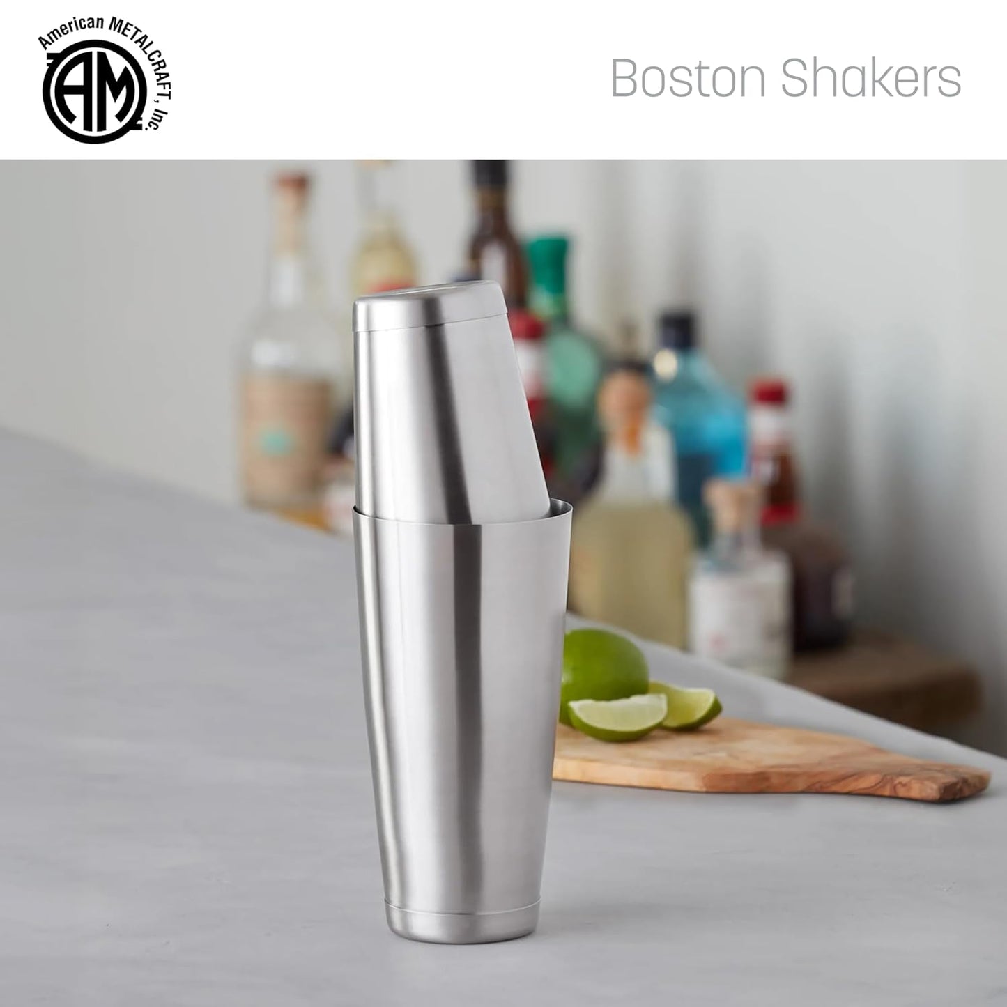 American Metalcraft BSSET Boston Shaker Set, Stainless Steel, Weighted, 18 oz. and 28 oz.