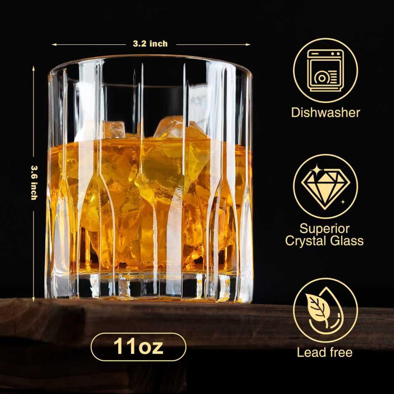 Whiskey Glasses, Bourbon Glass 11 oz, Whiskey Glasses Set of 2, Old Fashioned Glasses, Whisky Glass Sets, Rocks Glasses for Bourbon, Scotch, Cognac, Cocktails Dishwasher Safe Christmas