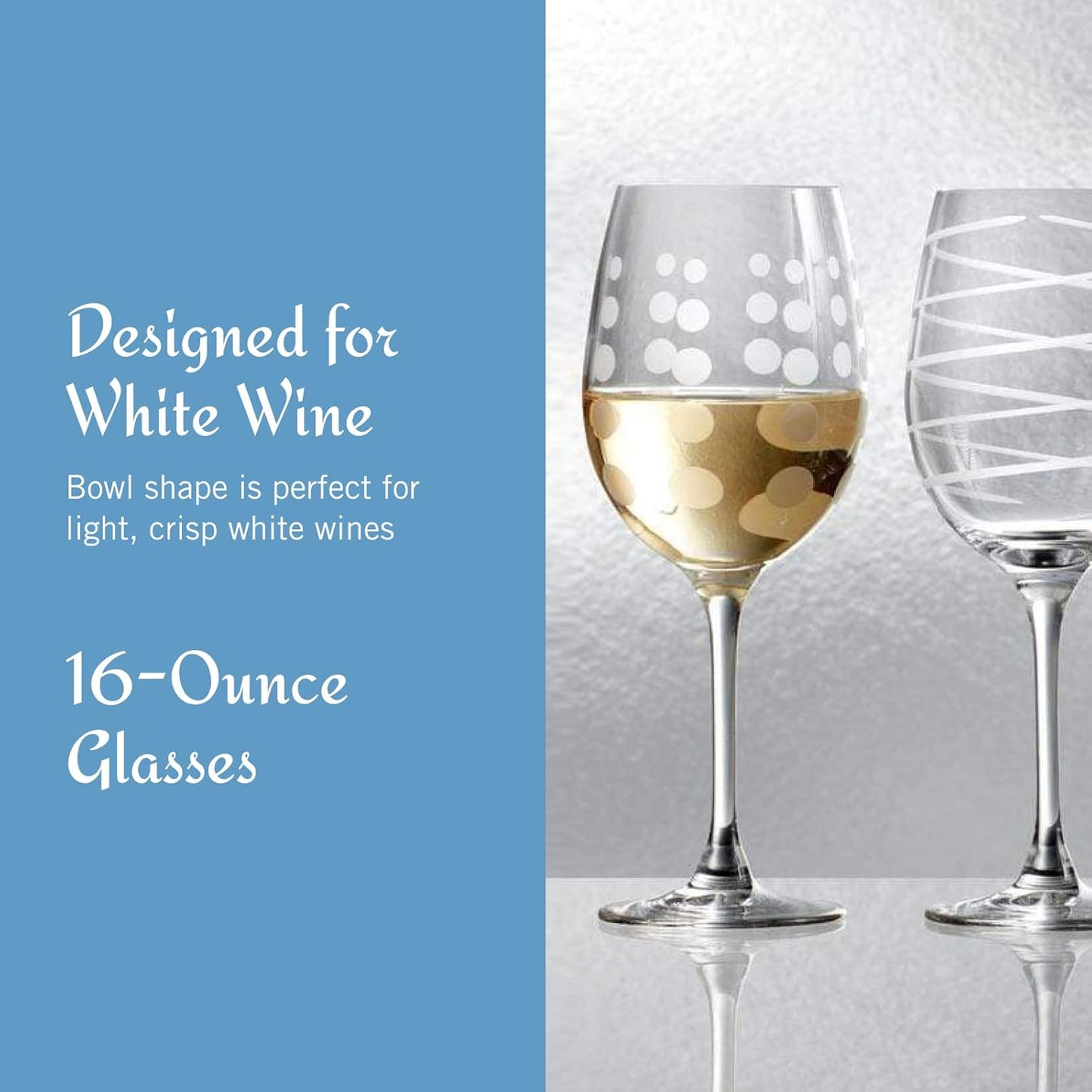 Mikasa Cheers White Wine Glasses Set of 4, 16-Ounce Elegant Glassware, Durable and Dishwasher Safe, Perfect for Everyday or Entertaining