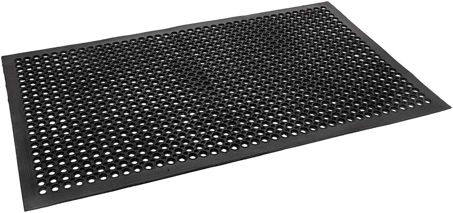 ROVSUN Rubber Floor Mat with Holes, Anti-Fatigue/Non-Slip Drainage Mat, for Industrial Kitchen Restaurant Bar Bathroom Utility Garage Pool Entry Door Mat, Indoor (36'' x 60'' Black 1Pcs)