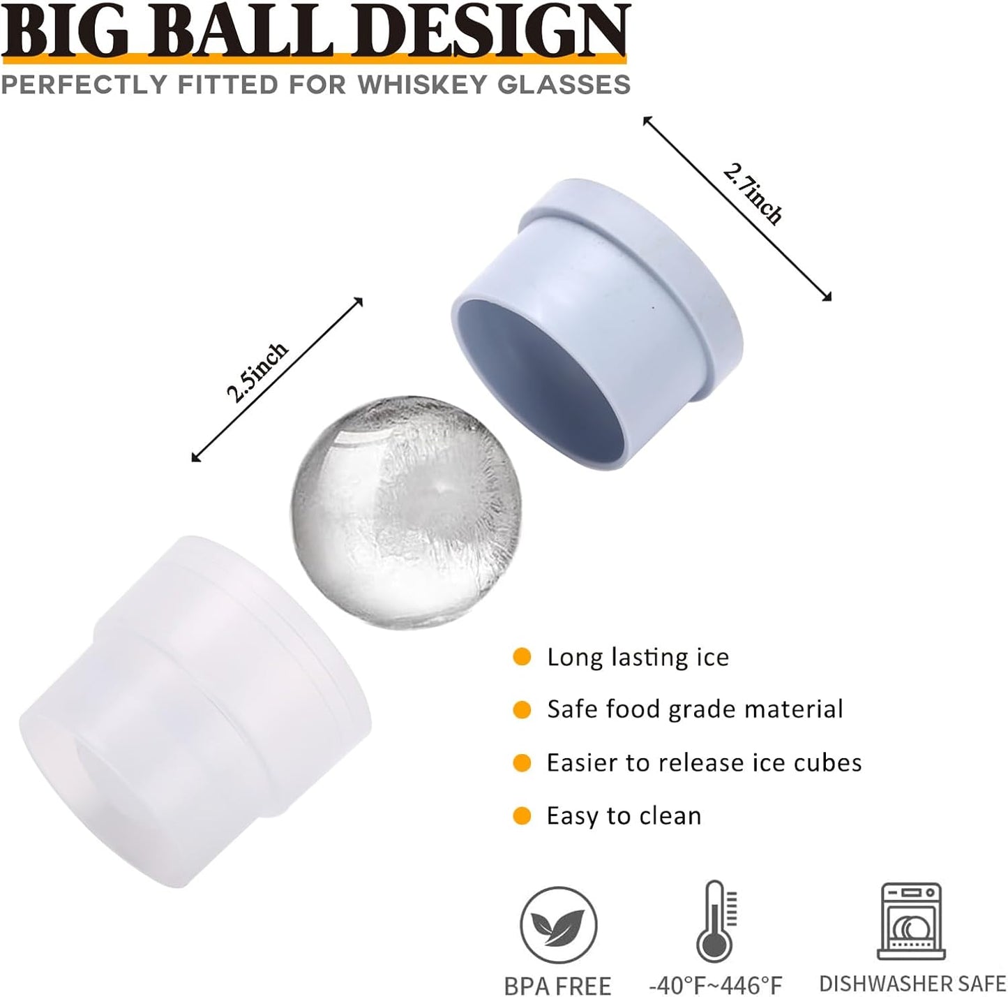 Crystal Whiskey Decanter Set In Gift Box - Includes 4 Crystal Whiskey Glasses and 4 Big Ice Ball Molds - Unique Whiskey Gift for Men