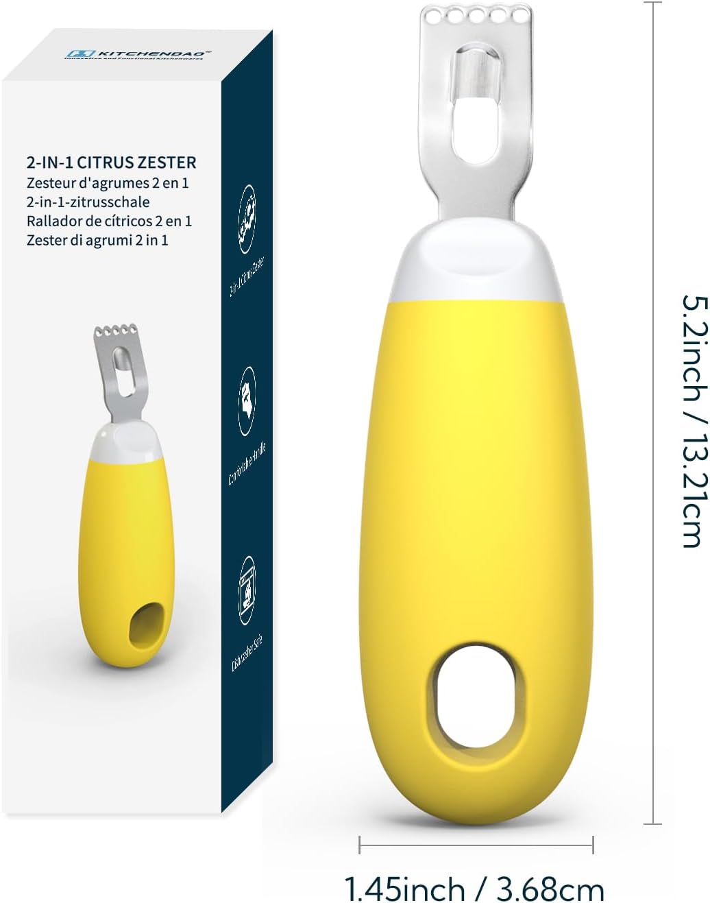 KITCHENDAO Citrus Lemon Peeler Zester Tool to Save Effort, Ultra Sharp Lemon Rind Twist Peeler Tool Bar Bartender Lime Stripper for Cocktails Kitchen, Yellow