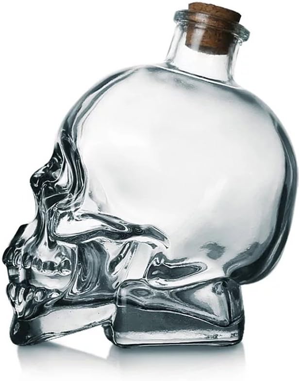 Skull Decanter Lead-free Glass 120ml Only 4 Oz CapacitySkull Prop Cute Whiskey Bottle With Cork Stopper (4oz)
