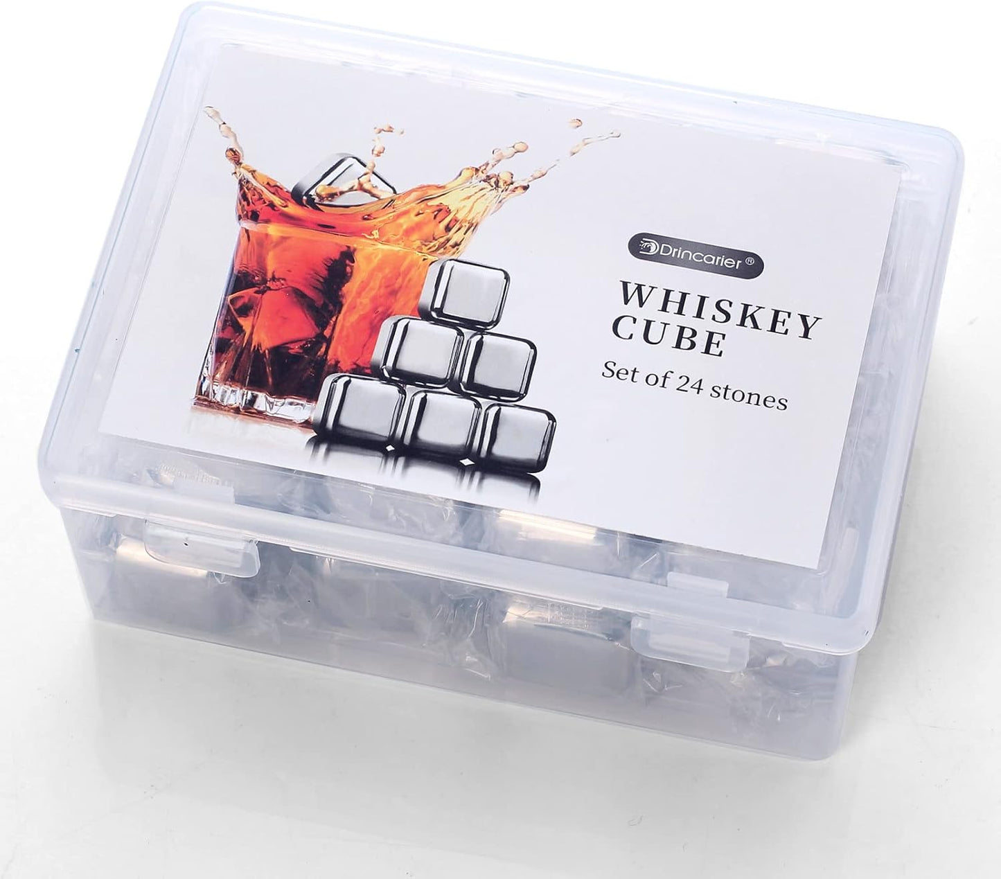 Whiskey Stones 24 Pack,Reusable Ice Cubes, High Cooling Technology，Stainless Steel Ice Cubes, For Whiskey, Vodka, Liqueurs, Wine,Beverage Juice or Soda, Pack of 24