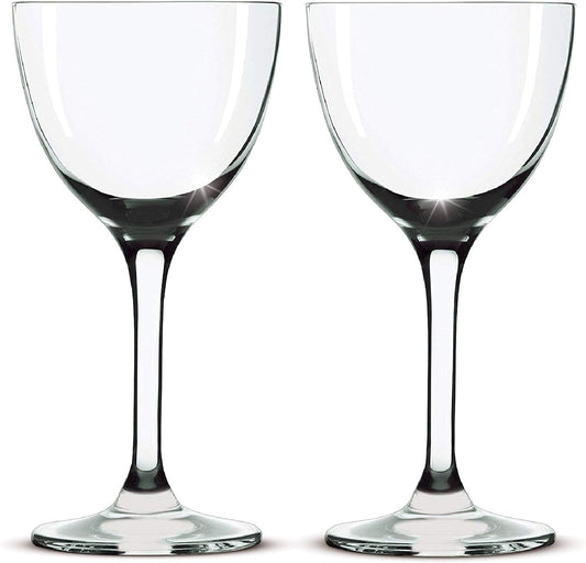 Nick and Nora Coupe Cocktail Glasses - Handblown Set of 2, Small Plain Vintage Coupe Glass to Serve a Manhattan, Martini, Aperitif, Algonquin, or Port Wine, 5-ounce (Plain, 2)