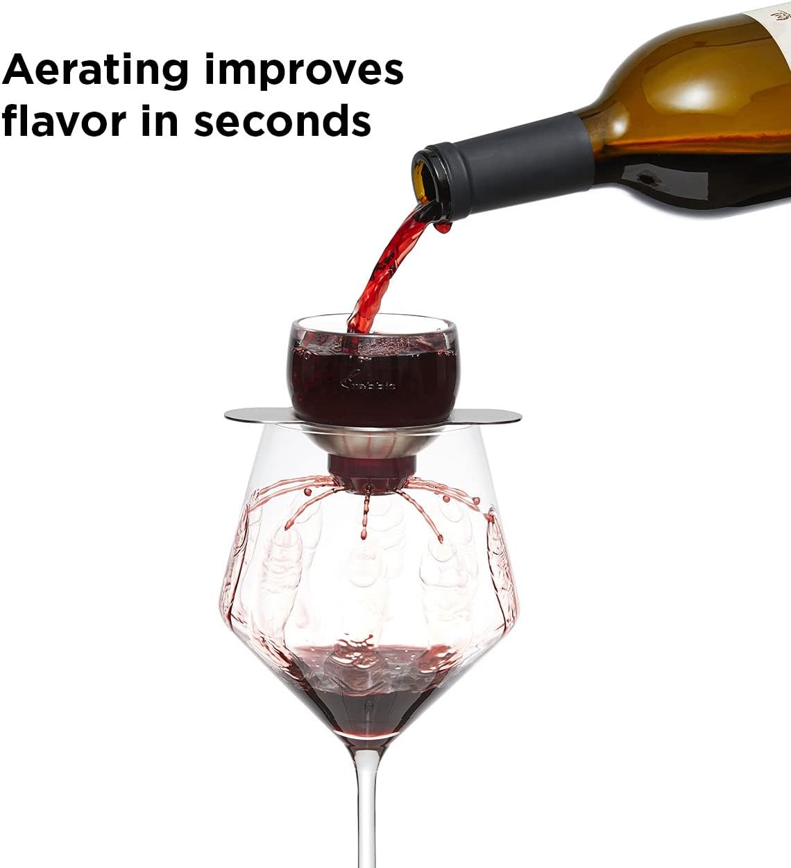 Rabbit Wine, Wine Aerator with Sediment Strainer and Stand, Hand-Free Wine Decanter for Red Wine Lovers, 3.35 x 3.35 x 5.6 IN