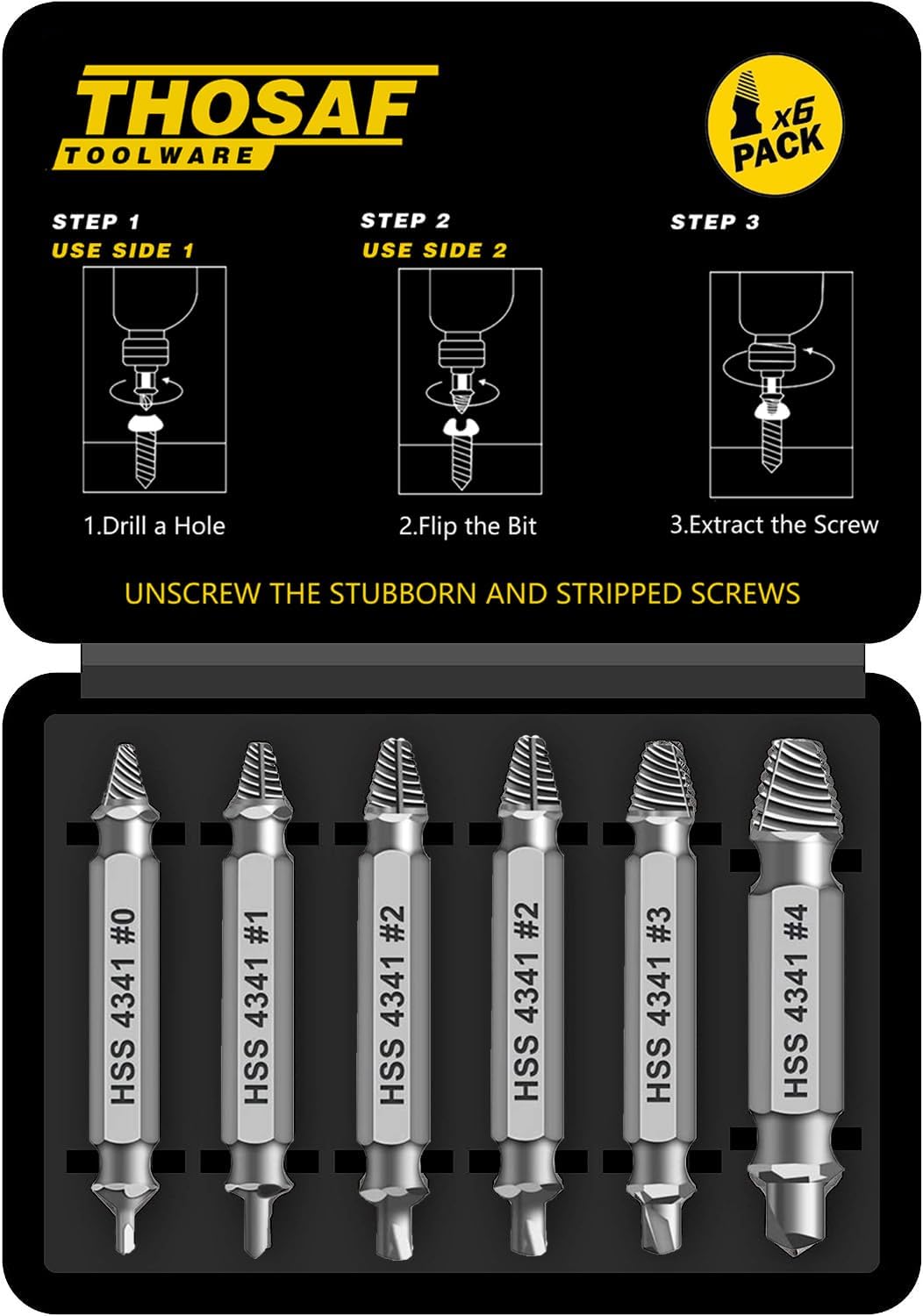 Gifts for Men,THOSAF Damaged Screw Extractor Set,Fathers Day Gifts for Dad from Daughter Son,Mens Gifts for Dad,Husband,Stripped Screws Bolt Drill Bit Tools for Easy Removal of Rusty Broken Screw