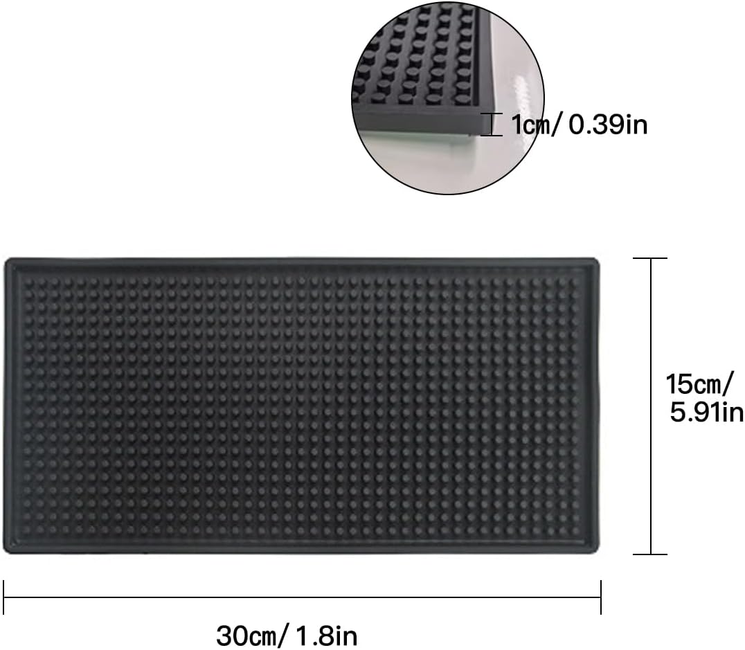 Rubber Service Bar Mat, Anti-slip12 x 6" Rubber Bar Spill Mat, 2 Pcs Premium PVC Pad for Kitchen, Restaurant, Countertop, Hotel, Beverages(2Pcs)