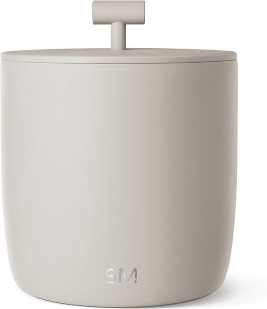 Simple Modern Vacuum Insulated Ice Bucket with Lid and Scoop | for Cocktail, Champagne, Wine, Beer, & Hosting | Stainless Steel 100oz Capacity for Large Parties | Rocks Collection | Almond Birch - -Almond Birch
