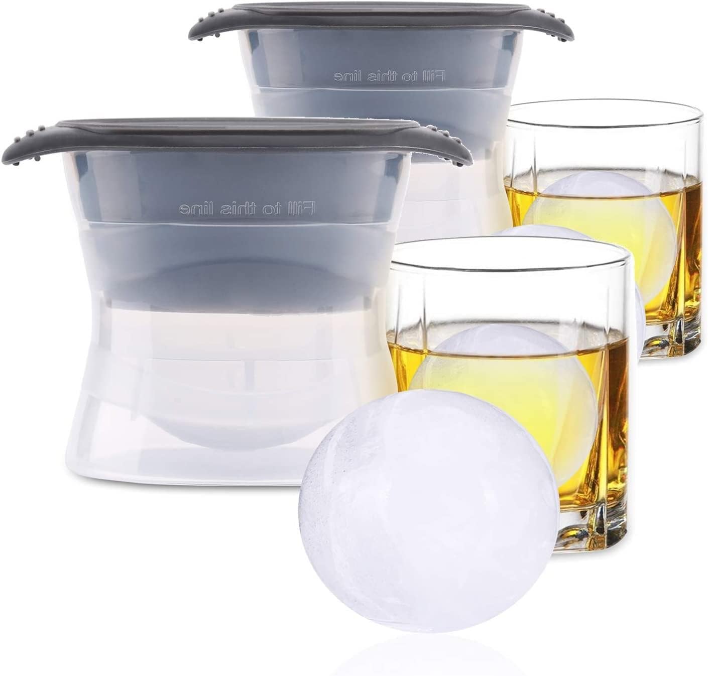 2.5 inch Large Globe Ice Cube Mold,2pcs Sphere Ice Cube Mold,Ice Ball Mold - Great for Whiskey and Scotch