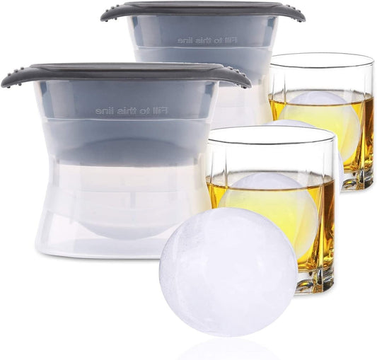 2.5 inch Large Globe Ice Cube Mold,2pcs Sphere Ice Cube Mold,Ice Ball Mold - Great for Whiskey and Scotch - 2.5inch