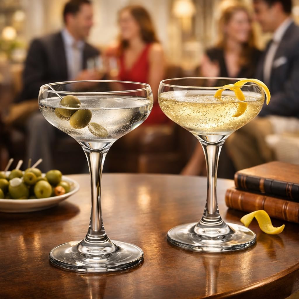 HISTORY COMPANY The 1930 Literary Round Table Cocktail Coupe – Algonquin-Inspired 2-Piece Set for Craft Cocktails & Champagne (Gift Box Collection)