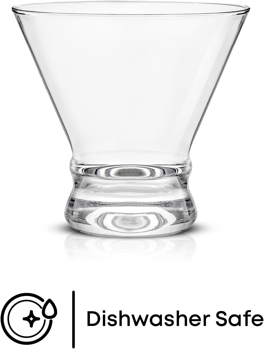 JoyJolt Afina Stemless Martini Glasses Set of 6, 8.5oz Liquor Drinking Glasses for Cocktail and Margarita, Bar Glass Cups, Glass Dessert Cups