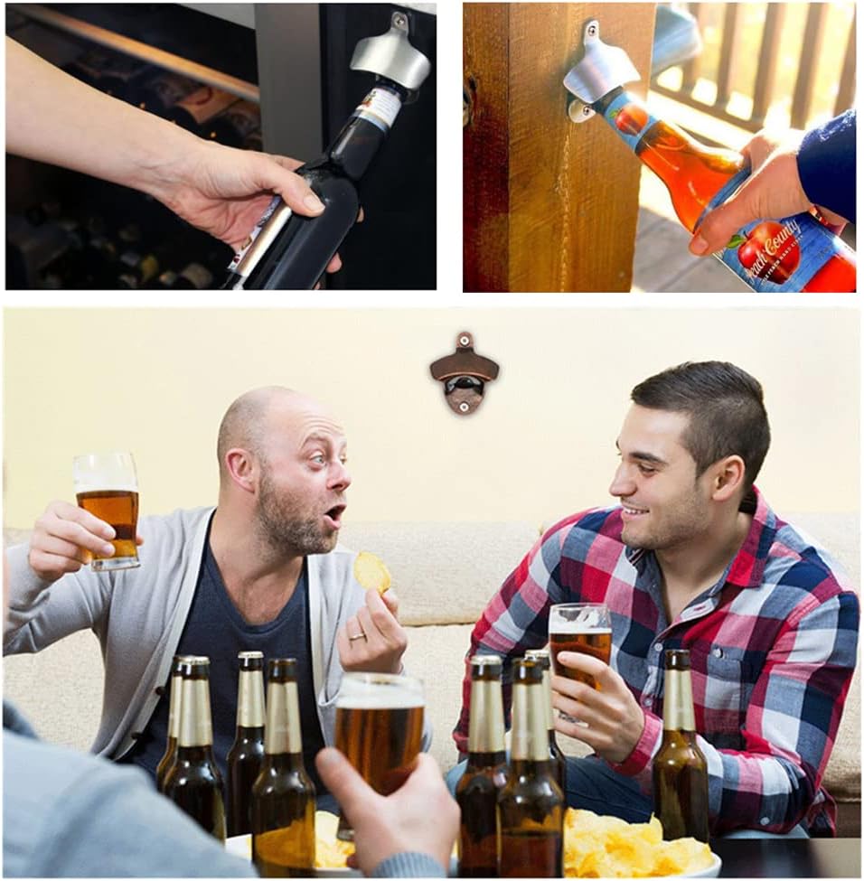 ANSLYQA 20 Pack Bottle Opener Wall Mounted, Vintage Beer Bottle Opener with Screws for Bars KTV Hotels Homes, (Silver)