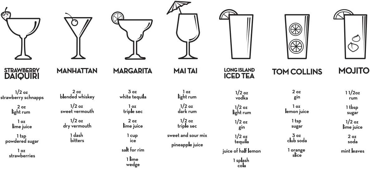 True Maraca Cocktail Shaker with Built In Strainer, Drink Mixer with 7 Classic Drink Recipes & Measurements, Perfect for Game Nights, BBQ, House Party, Picnic, Home Bar Accessories, 16 oz, Set of 1