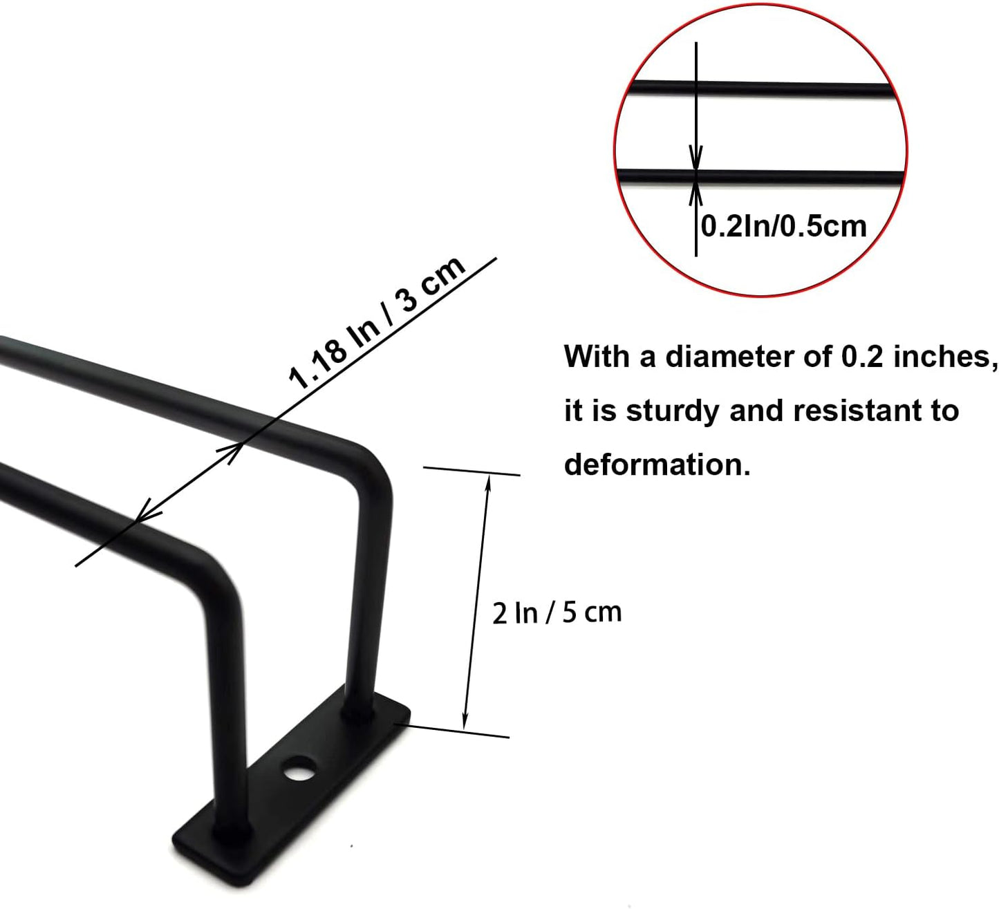 14-Inch Black Wine Glass Rack, Under Cabinet Wine Glass Holder Stainless Steel Stemware Rack - Hanging Stemware Holder for Cabinet Kitchen Bar, Set of 4