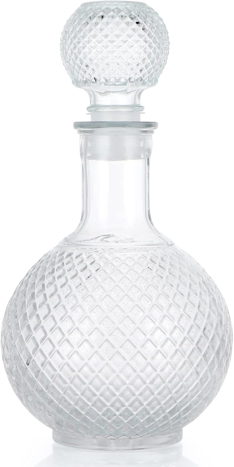 MDLUU Glass Decanter with Airtight Stopper, 1000ML/33.8OZ Liquor Decanter Bottle for Wine, Whiskey, Brandy, Vodka (Sphere)