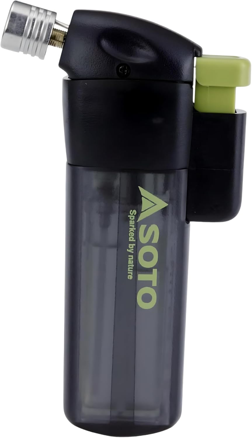 SOTO Butane Torch Lighter, Compact Windproof Pocket Lighter, Refillable, Adjustable Flame, Durable and Portable for Camping, Hiking, BBQs, and DIY Projects. Shipped Empty.