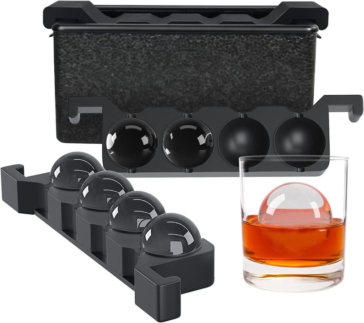 TINANA Upgrade 2 Inch Clear Ice Cube Tray Make 8 Large Square Crystal Ice Cube Maker for Cocktail, Whiskey & Bourbon Drinks, Gifts for Men - 2 Inch ball