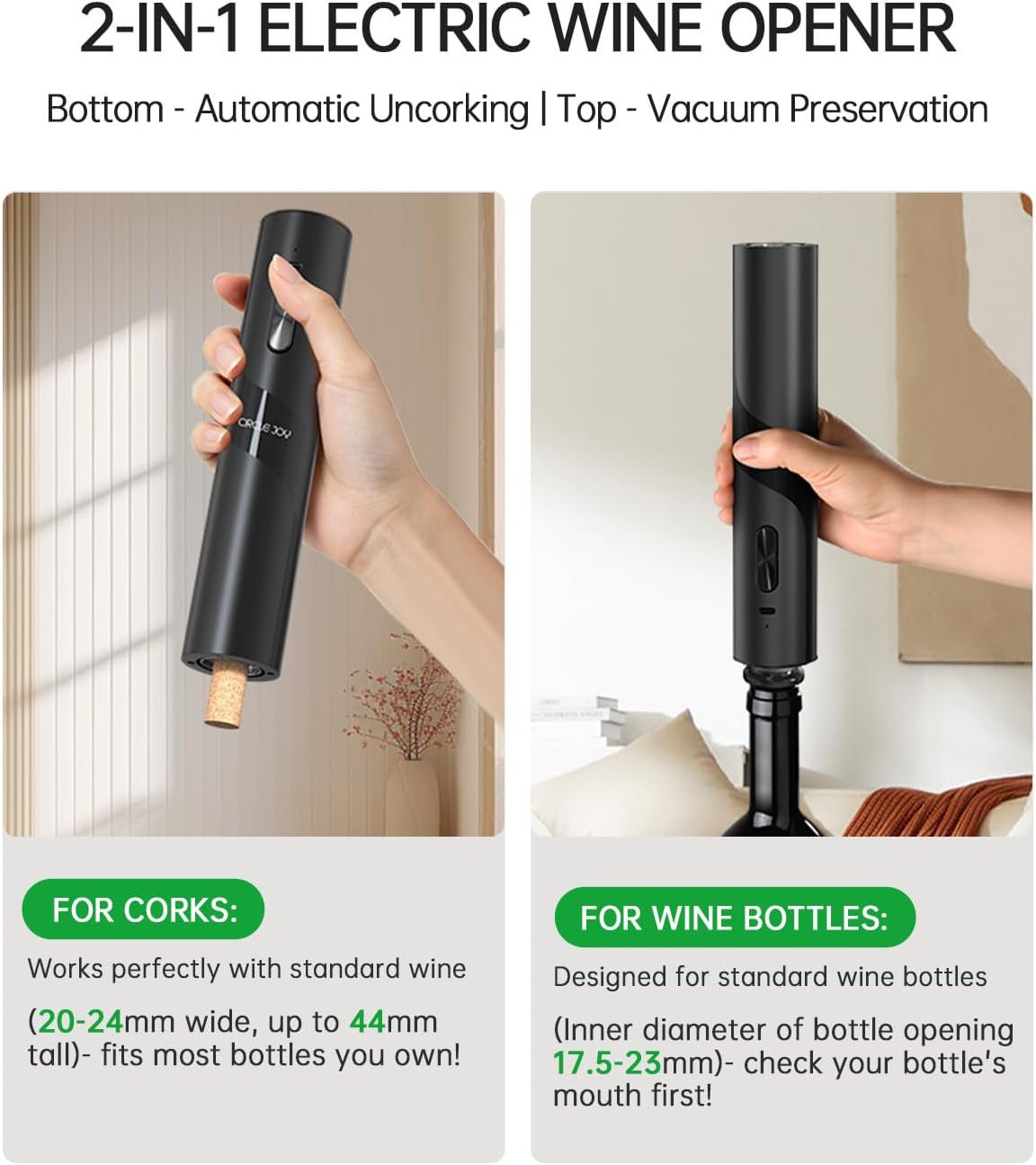 CIRCLE JOY Rechargeable Wine Opener Electric Wine Bottle Opener 7-in-1 Wine Gift Set with Electric Vacuum Pump, Charging Station, Foil Cutter, Wine Aerator Pourer and 2 Wine Stoppers