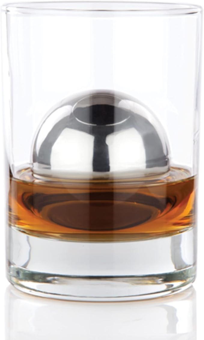 Viski 4358 Glacier Rocks Stainless Steel Ice Cubes Reusable Ice Cubes for Drinks, Whiskey, Bourbon, Scotch, Metal Ice Cubes, Cocktail Accessories Set of 4 Silver - Sphere