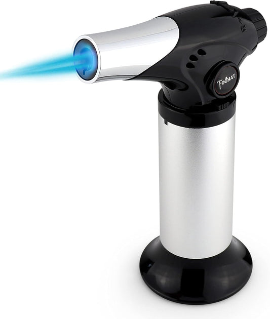 Foghat Cocktail Smoker Torch for Smoked Cocktails and Cooking - Handheld Refillable Culinary Butane Powered Kitchen Blow Torch Food Lighter Gun, Creme Brulee Torch (Butane not included)