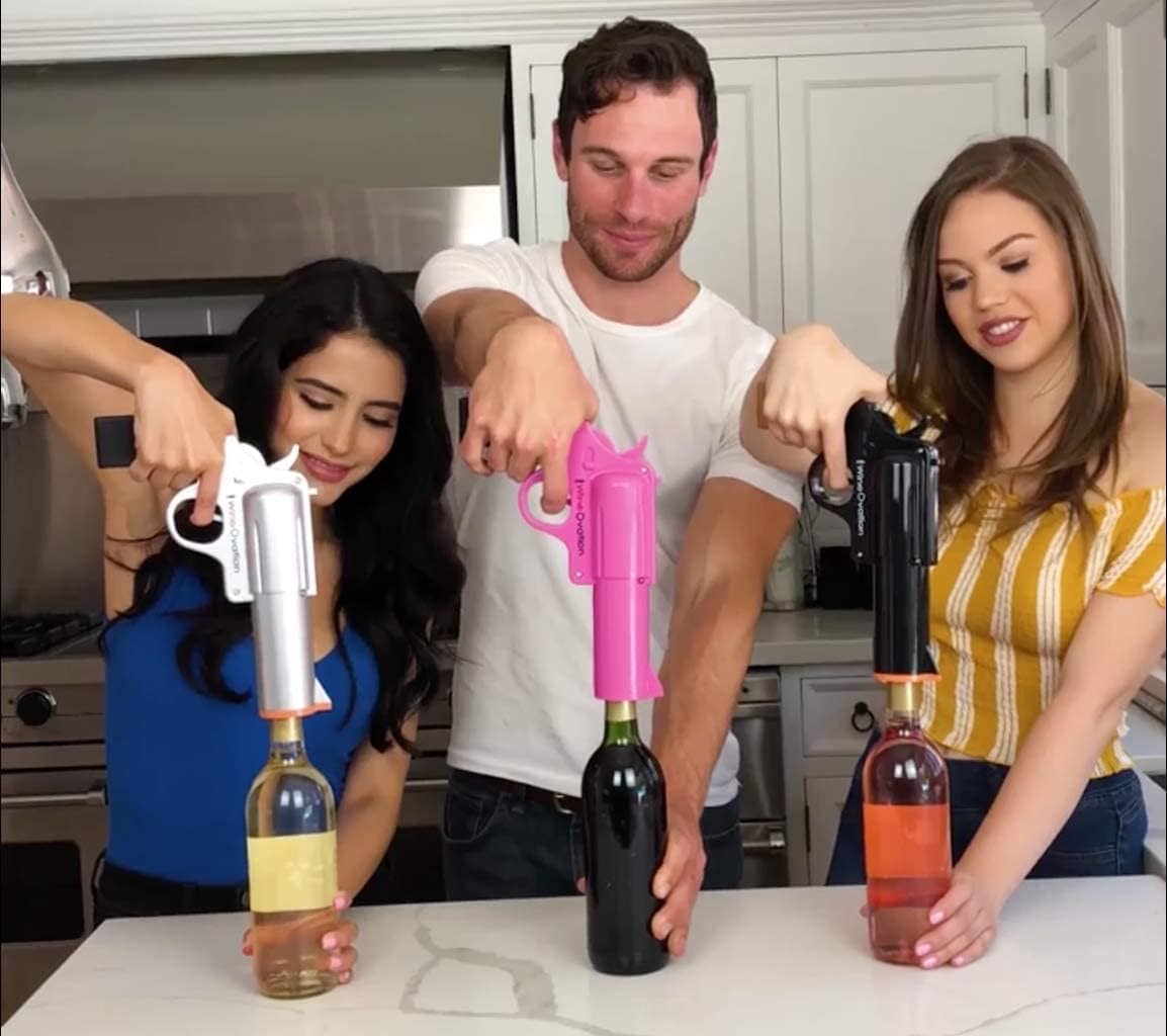 Realtree® Electric Gun Wine Bottle Opener - Open your Wine Bottle Fast with this New Corkscrew - Great Gift for Gun Enthusiasts and Wine Lovers. Foil Cutter and Charging Base Included. (Silver)