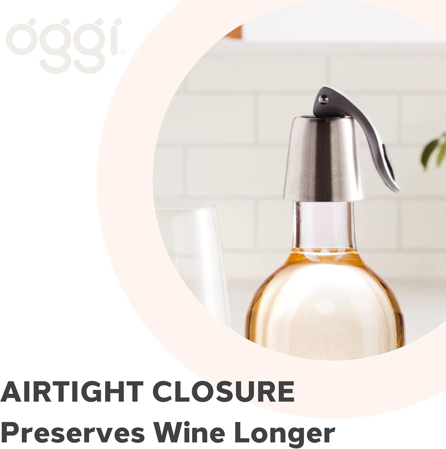 Oggi Bottle Stopper, Lever, Stylish Wine Topper (7653.)