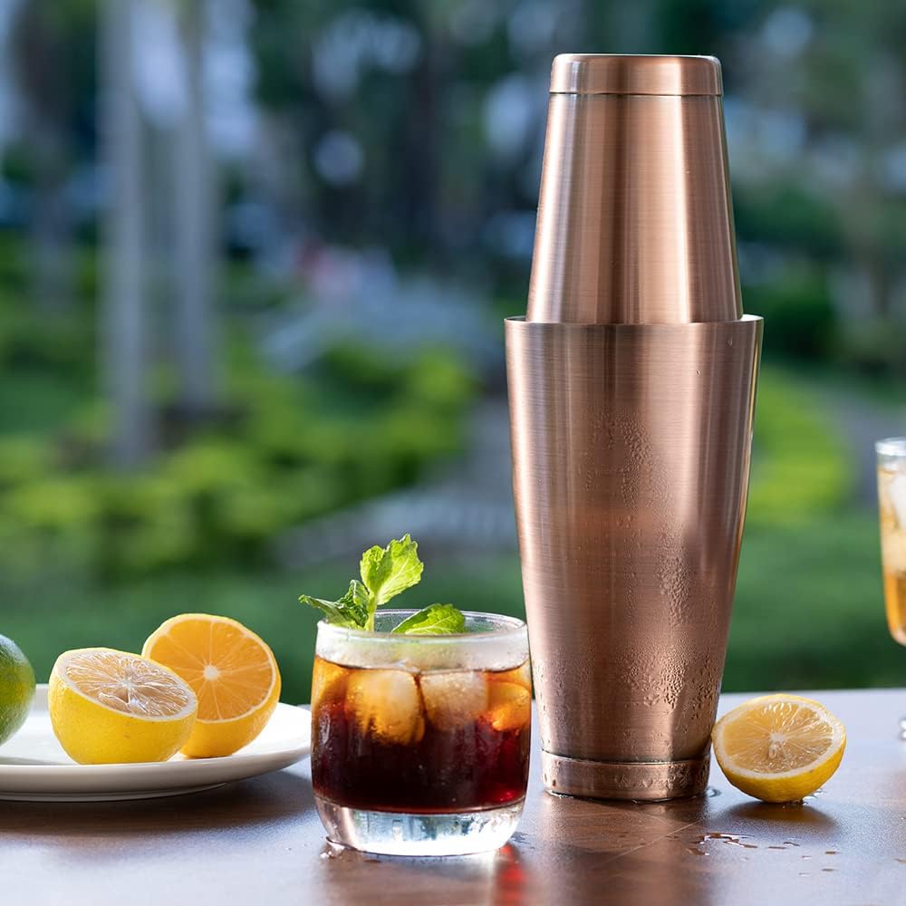 ETENS Boston Cocktail Shaker Antique Copper, Cocktail Shaker Tins Weighted, Bar Shaker Set Bartender Shakers for Bartending - Martini Shaker Stainless Steel Drink Mixer | Bar Tools Metal Shaking Tin