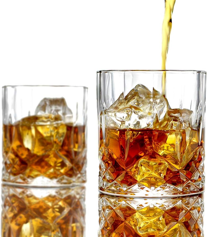 ELIDOMC 5PC Italian Crafted Crystal Whiskey Decanter & Whiskey Glasses Set, Crystal Decanter Set With 4 Whiskey Glasses, Whiskey Decanter Sets for Men.