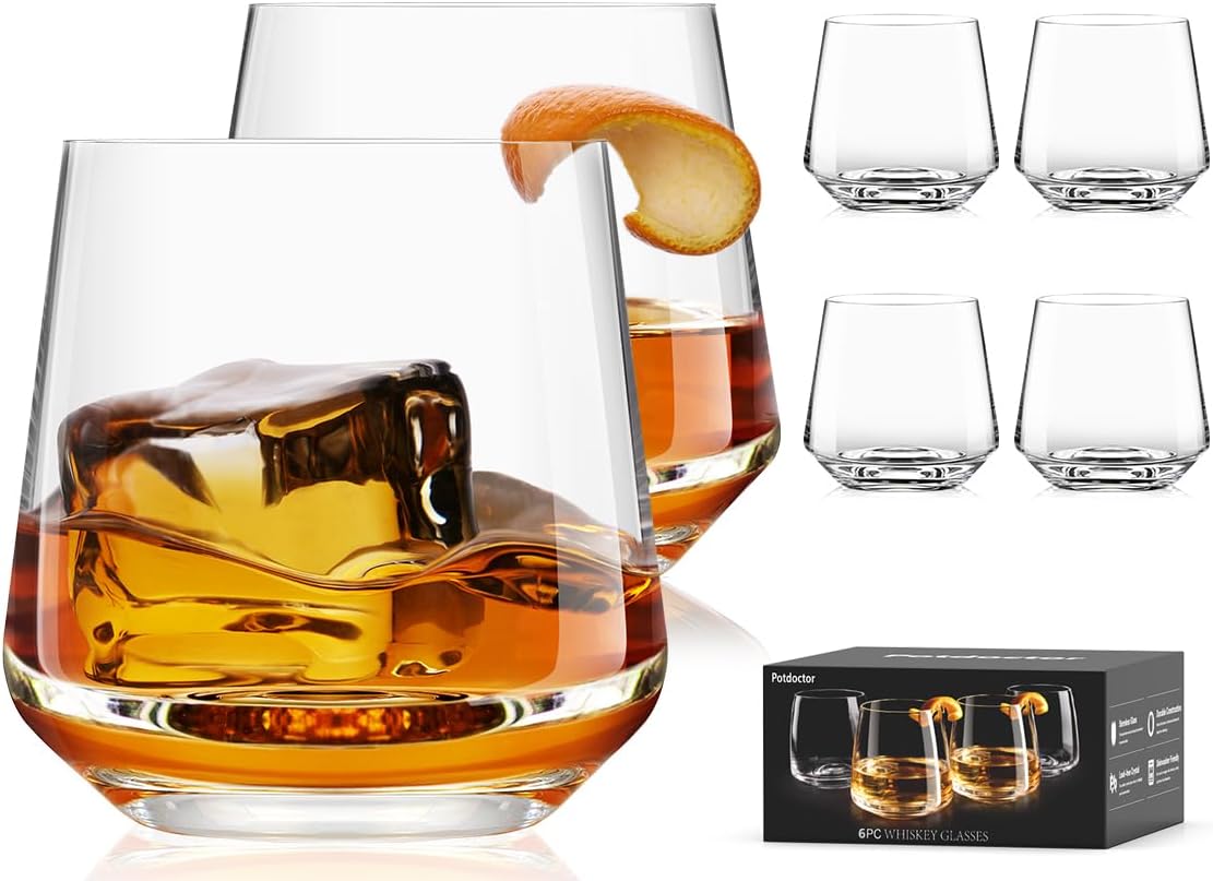 Whiskey Glasses Set of 6, 13.5oz Premium Lead-Free Crystal rocks Glass,Unique Gifts for Men Women, Bourbon Scotch Cocktails Drink Rum Cognac Vodka Liquor